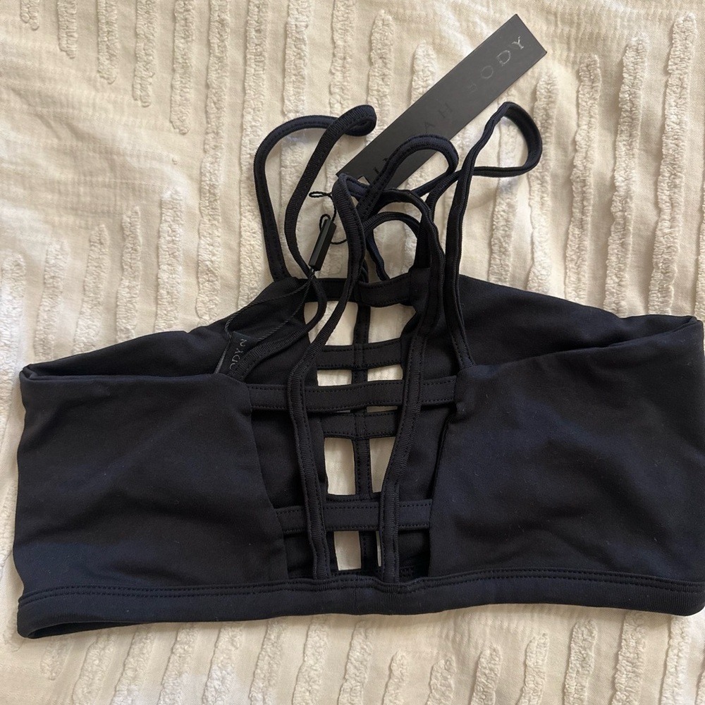 Indah Black Strappy cage bra